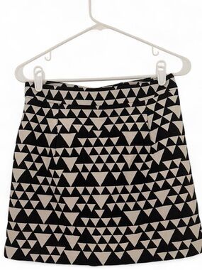 J. Crew Black & Cream Triangle-Print A-Line Skirt